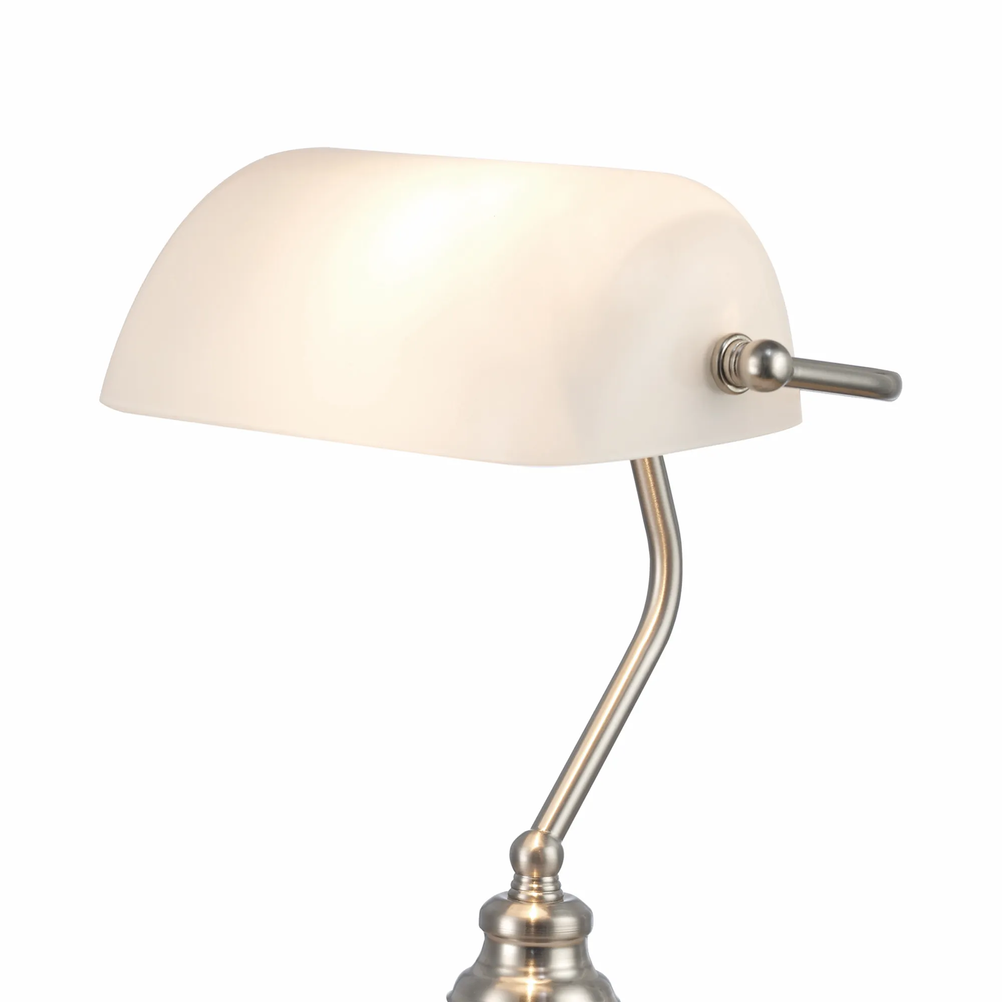 Morgan Glass 42cm 1 Light Table Lamp Satin Nickel D0086  Deco Morgan